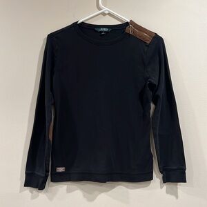 🔥Ralph Lauren Black Long Sleeve Top with Brown Accents🔥